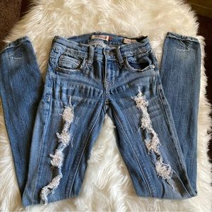 Eunina Low Rise Skinny Jeans Distresses Size 0 Denim